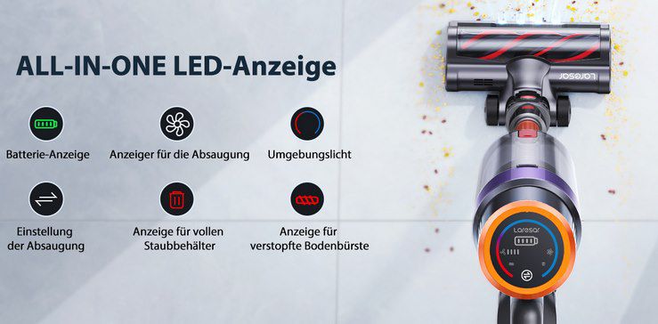 Laresar Elite8 Akku Staubsauger mit 450W & 38Kpa für 129,99€ (statt 160€)