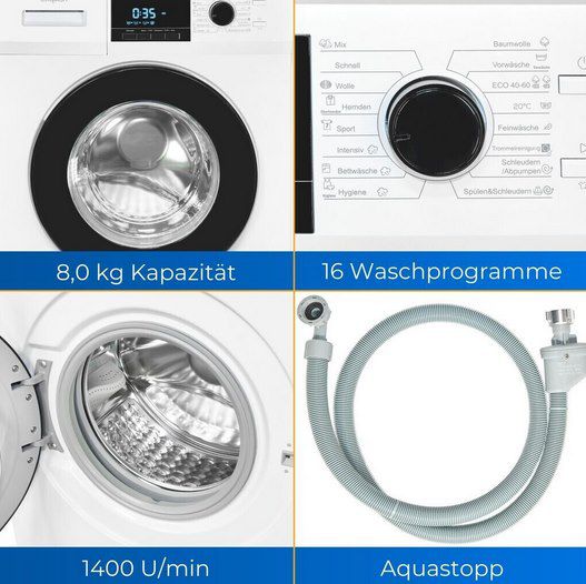 exquisit Waschmaschine WA8214 340A mit 8 kg für 368,95€ (statt 440€)