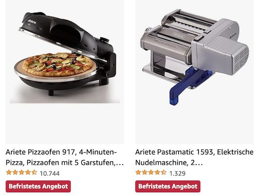Amazon: Haushaltsgeräte von Ariete z.B. Pizzaofen für 79,99€ (statt 102€)