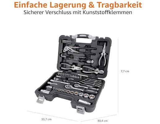 Amazon Basics 65 tlg. Werkzeug Set für 51,29€ (statt 57€)