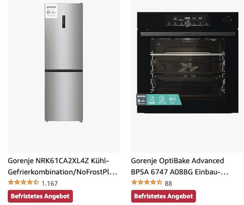 Amazon: Haushaltsgeräte von Gorenje z.B. Einbau Backofen mit PizzaMode für 349€ (statt 490€)