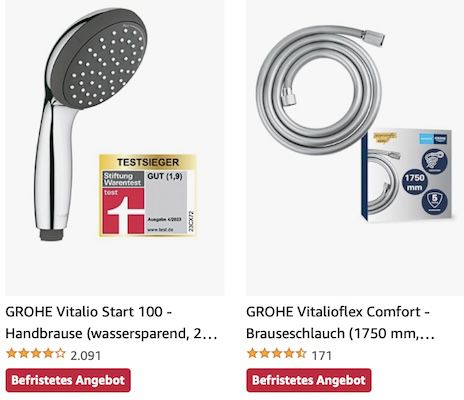 Amazon: GROHE für Küche und Bad – z.B. Vitalio Handbrause für 21,69€ (statt 30€)