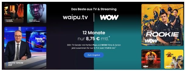 🎬🔥 Waipu Perfect Plus und WOW Filme & Serien nur 8,75€ mtl. (statt 17,49€)