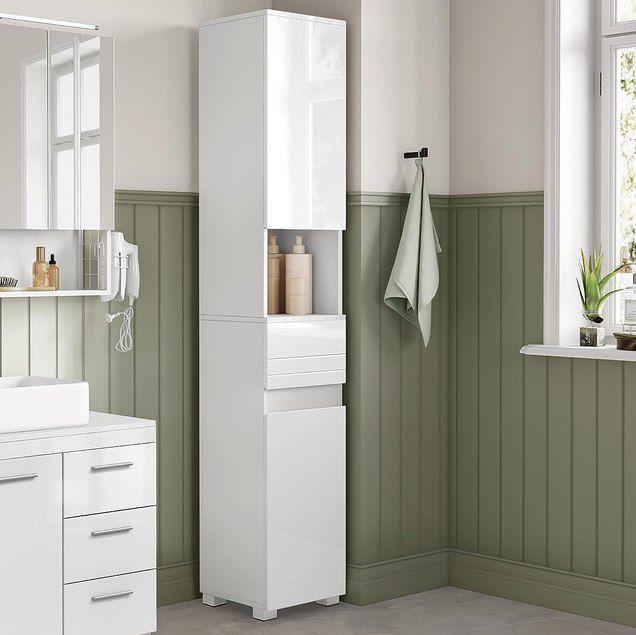 VASAGLE Badezimmerschrank (30 x 30 x 170 cm) in Weiß für 58,99€ (statt 68€)