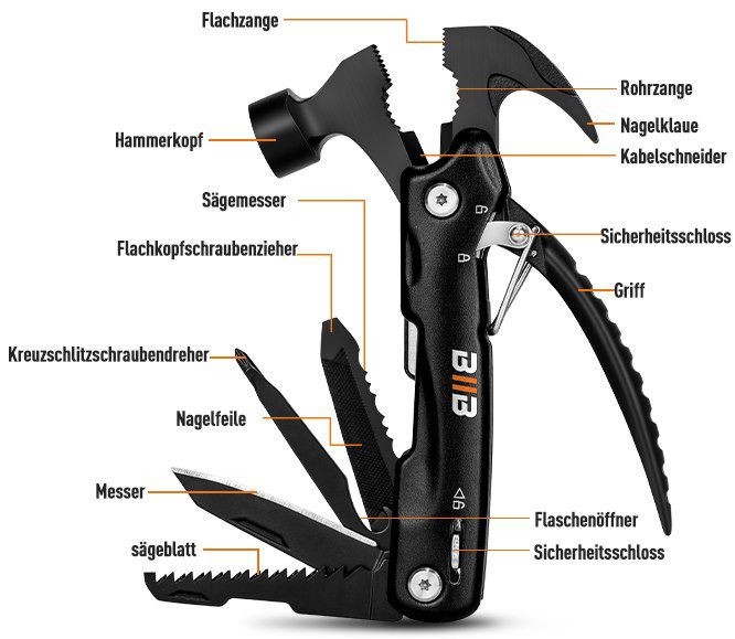 BIIB 12in1 Multitool aus Edelstahl für 9,99€ (statt 20€)