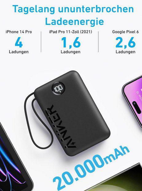 Anker 22.5W Powerbank 20.000mAh für 31,99€ (statt 40€)