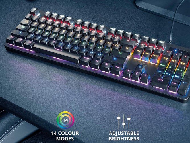 Trust GXT 863 mechanische Gaming RGB Tastatur red Keys für 17,49€ (statt 38€)