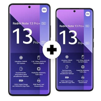 KRASS! 🤯 2x Xiaomi Redmi Note 13 Pro+ 512GB + 2x o2 Allnet 25GB 29,98€ mtl.