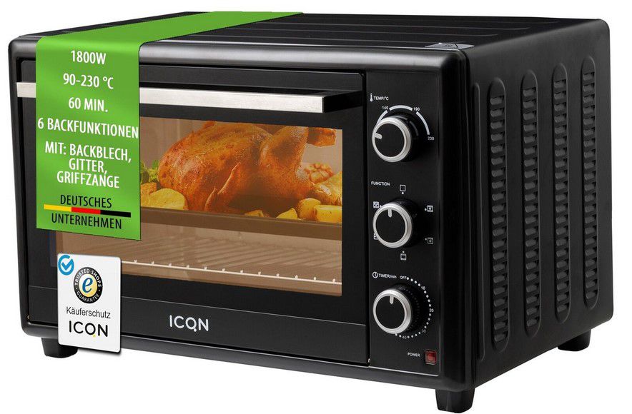 ICQN 50 L Analog Mini Back u. Pizzaofen mit Umluft für 79,90€ (statt 90€)