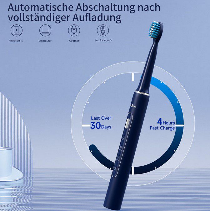 SEJOY TB8132A CE Sonic eSchallzahnbürste + 7 Ersatzbürsten für 11,99€ (statt 16€)