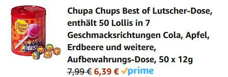 Chupa Chups Best of Lutscherdose mit 50 Lutscher für 6,39€