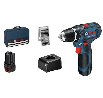 Bosch GSR 12V-15 Akku-Bohrschrauber mit 2 Akkus je 2 Ah + Tasche für 99,90€ (statt 115€)