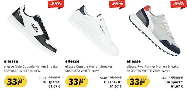 👟 ellesse Sneaker für je 33,33€ + 5€ Gutschein ab 2 Paar