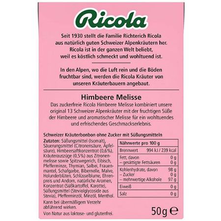 10er Pack Ricola Himbeere Melisse, zuckerfrei, je 50g ab 14,42€ (statt 17€)
