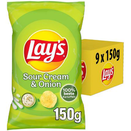 9er Pack Lays Sour Cream & Onion Kartoffelchips ab 12,15€ (statt 18€)