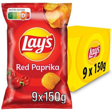 9er Pack Lay’s Red Paprika Kartoffelchips, je 150g für 14,29€ (statt 18€)