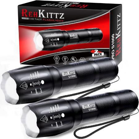 2er Pack Rehkittz S1000 LED Taschenlampe mit 2.000 Lumen für 6,99€ (statt 14€)