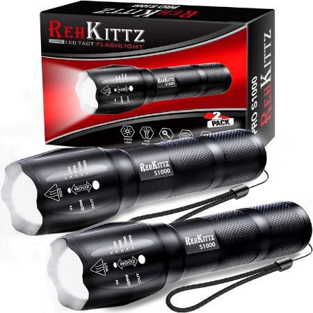 2er Pack Rehkittz S1000 LED Taschenlampe mit 2.000 Lumen für 8,39€ (statt 14€)