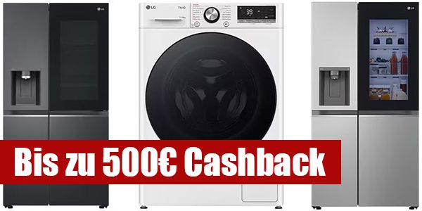 LG Luckydeals bis 500€ Cashback   z.B. LG F4WR709G 9kg Waschmaschine für 439€ (statt 670€)