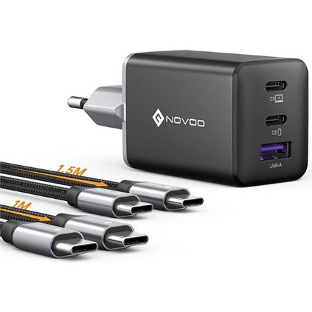 NOVOO 67W 3-Port USB-C/A Ladegerät mit Kabeln für 19,73€ (statt 40€)