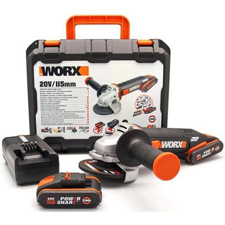 Worx WX800 Akku-Winkelschleifer inkl. 2 Akkus + Ladegerät für 127,49€ (statt 150€)