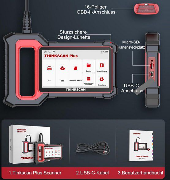 ThinkScan Plus S6 OBD2 Diagnosegerät mit 4 System / 5 Servicefunktionen für 74,99€ (statt 132€)