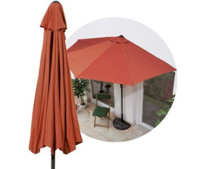 EASYmaxx Sonnenschirm halbrund Terracotta mit 270cm x 140cm für 59,49€ (statt 70€)