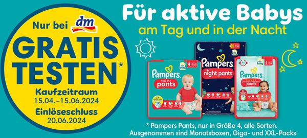 dm: Pampers Pants Gr. 4 kostenlos ausprobieren