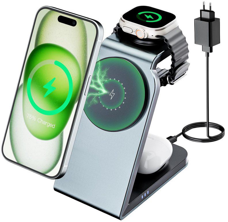 Eazpower Magsafe Ladestation für iPhone, Apple Watch & Airpods für 14,39€ (statt 30€)
