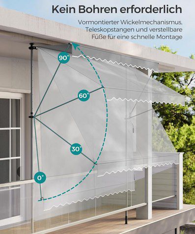 SONGMICS Klemmmarkise mit Handkurbel (300 x 120) ab 58,49€ (statt 90€)