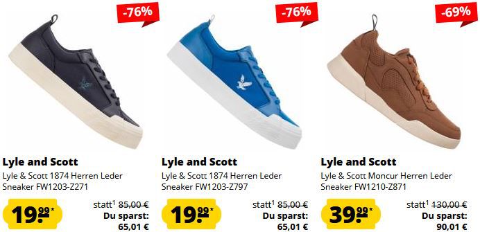 Lyle & Scott Mega Sneaker Sale ab 19,99€   z.B. Leder Sneaker ab 19,99€ (statt 64€)