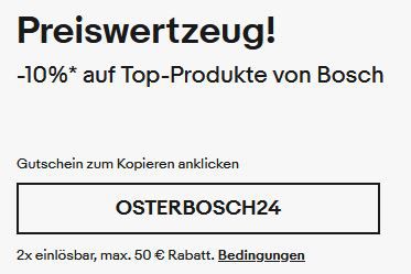 eBay: 10% Rabatt auf Top Werkzeuge von Bosch   z.B. Schlagschrauber 242€ (statt 299€)