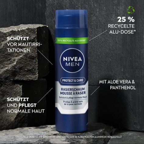 Nivea Men Protect & Care Rasierschaum, 200ml ab 1,90€ (statt 2,45€)