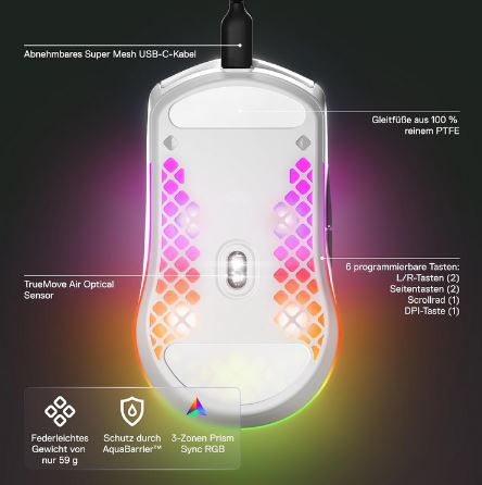 SteelSeries Aerox 3 RGB Gaming Mouse mit 8.500 DPI für 34,99€ (statt 49€)