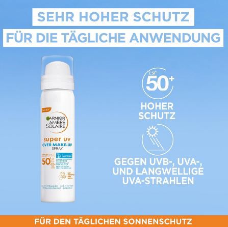 Garnier Super UV Over Make up Spray mit LSF 50+ ab 6,45€ (statt 9€)