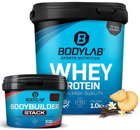 Bodylab Whey Protein (1Kg) + Bodybuilder Stack + Flav Drops für 31,91€ (statt 56€)