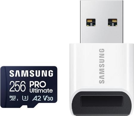 Samsung PRO Ultimate microSD Karte + USB Adapter, 256GB für 33,99€ (statt 42€)