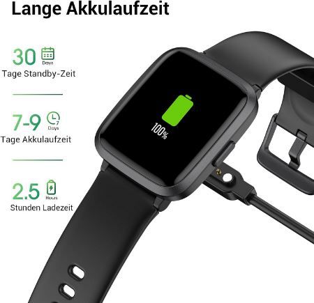 Letsactiv Smartwatch mit Herzfrequenz  & Schlafmonitor für 11,99€ (statt 30€)