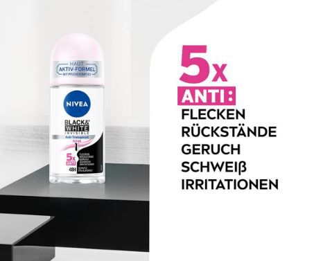 Nivea Black & White Invisible Clear Deo Roll On, 50ml ab 1,59€ (statt 2€)