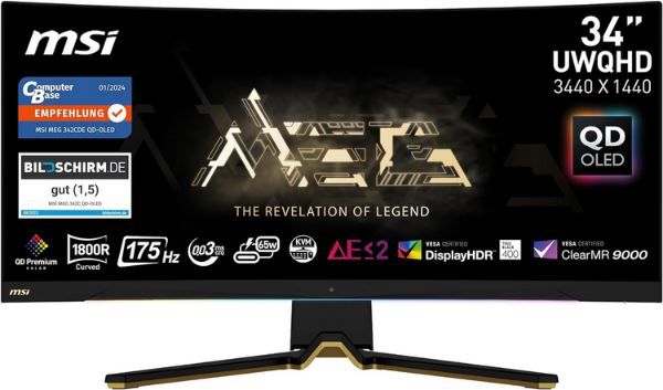 MSI MEG 342CDE QD 34 OLED Curved Gaming Monitor, 175Hz für 899€ (statt 985€)