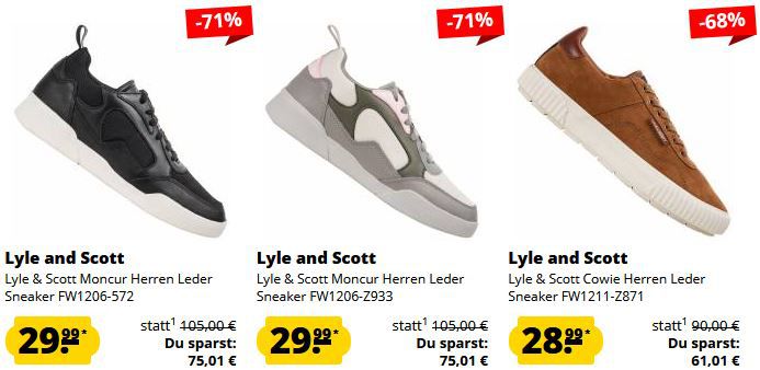 Lyle & Scott Mega Sneaker Sale ab 19,99€   z.B. Leder Sneaker ab 19,99€ (statt 64€)