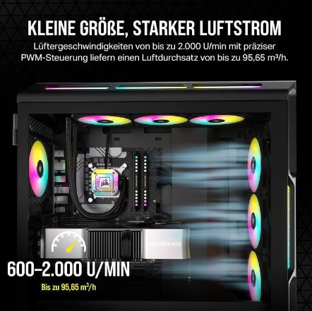 2er Pack Corsair AF120 RGB Slim, 120 mm PWM Lüftersatz für 49,90€ (statt 57€)