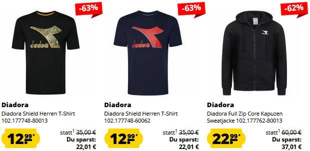 SportSpar: Diadora Ultra Sale ab 12,99€   z.B. Shield T Shirt für 16,94€ (statt 23€)