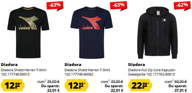 SportSpar: Diadora Ultra Sale ab 9,99€   z.B. Shield T Shirt für 16,94€ (statt 23€)