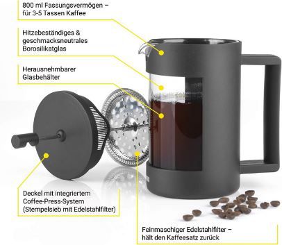 N8WERK French Press Midnight Edition, 800ml für 13,10€ (statt 25€)