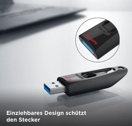SanDisk Ultra USB 3.0 Flash Laufwerk mit 128GB für 9,99€ (statt 14€)