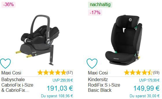 👶 Babymarkt: 10% auf ALLES (auch Sale)   z.B. MAXI COSI Kindersitz 135€ (statt 150€)