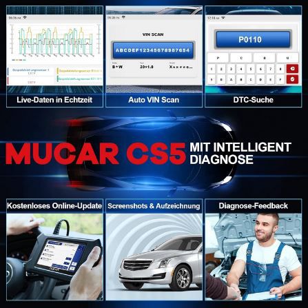 Mucar CS5 OBD2 Diagnosegerät mit Bluetooth & 5 Diagnosen für 74,99€ (statt 150€)