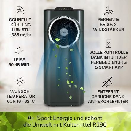 Klarstein Kraftwerk Eco Smart 11 Klimaanlage, 11.500 BTU für 467,49€ (statt 580€)
