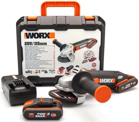 Worx WX800 Akku Winkelschleifer inkl. 2 Akkus + Ladegerät für 127,49€ (statt 150€)